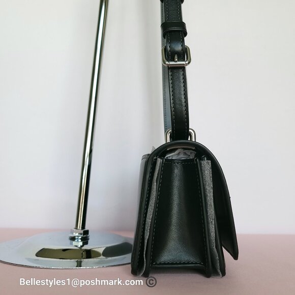 COACH Bandit Luxe Refined Smooth Calf Leather Small Crossbody Bag- Black color ⭐ - Picture 8 of 16